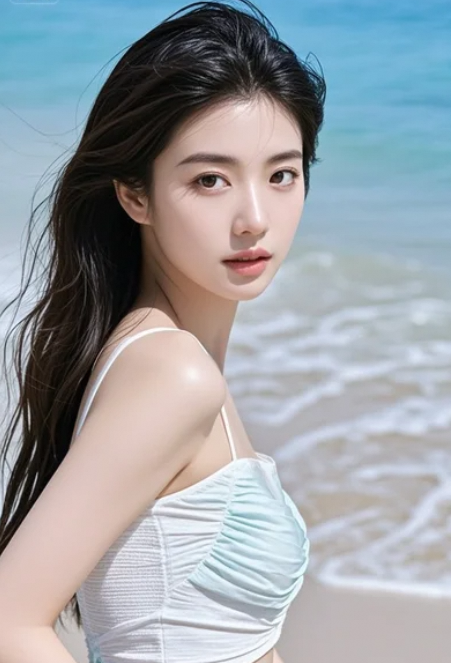 美女侧身回望，轮廓美得像被晨光亲吻过一般！