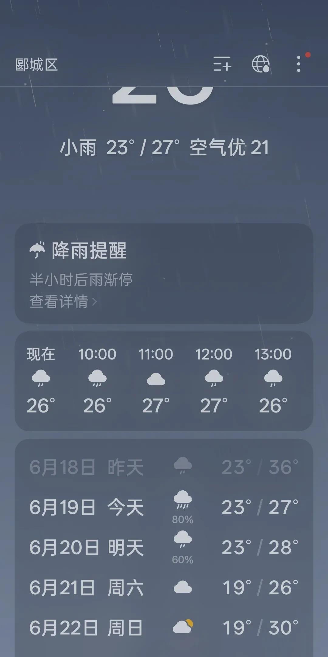 雨都下哪里了？？？
提前几天报有雨，
大雨暴雨伴风起。
到了时间无踪影，
毛毛细