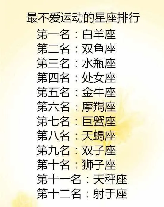 12星座谁最不爱运动呢？