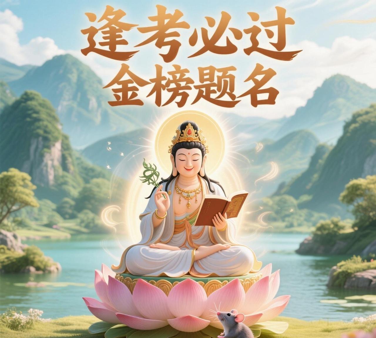 子鼠！子鼠！
刷到文殊菩萨
一定要留下“逢考必过，金榜题名”
孩子考场真能如有神
