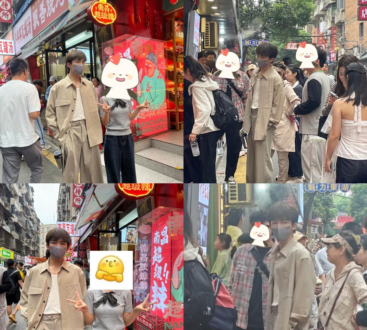 王星越现实中长这样？网友在南昌大士院老街遇见王星越，他戴着口罩，穿搭休闲，与朋友