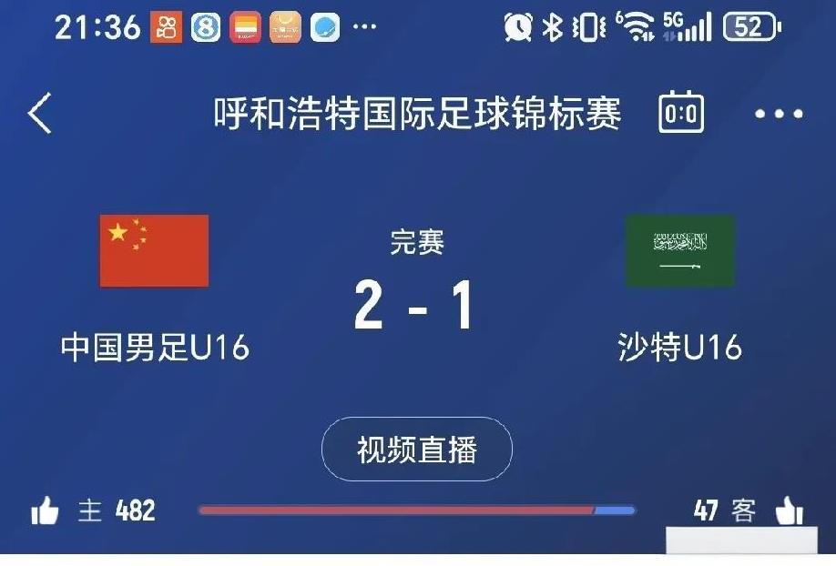 有一说一，中国U16国家队2：1战胜沙特U16国家队不足写喜，看了整场比赛，沙特