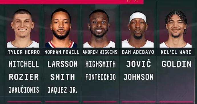 预计热火下赛季首发应该是希罗、鲍威尔、维金斯+双塔
控球后卫 ：希罗 
得分后卫