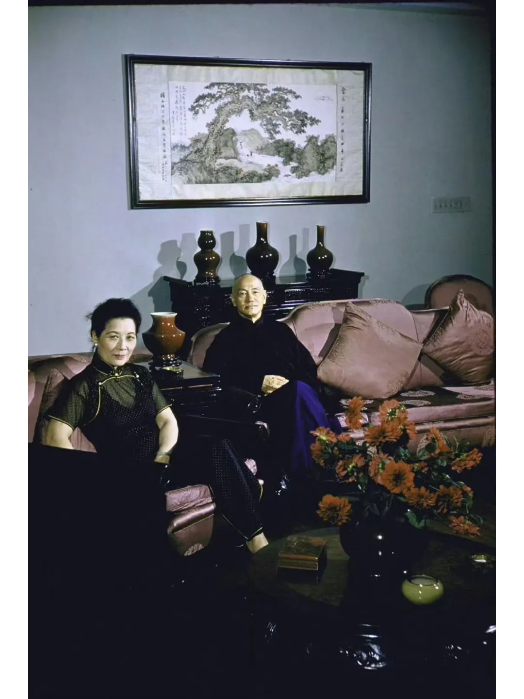 蒋介石宋美龄合影，台北，1957年。