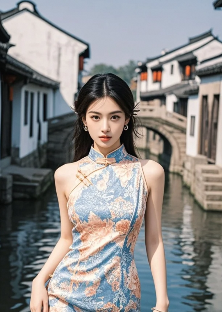 穿着旗袍的她优雅如仙子，每道褶皱都藏着《夜上海》的吻！