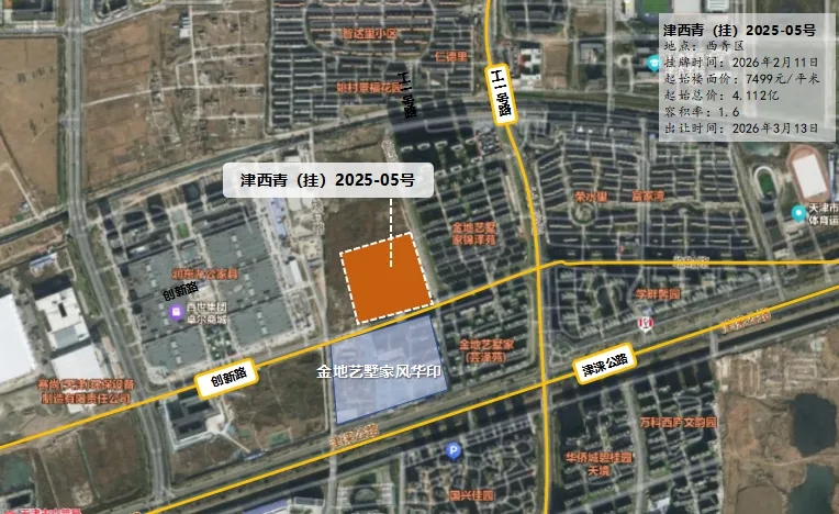 西青精武镇停牌地块重新上架！各项指标都没有变，起始总价还是4.112亿元，起始楼