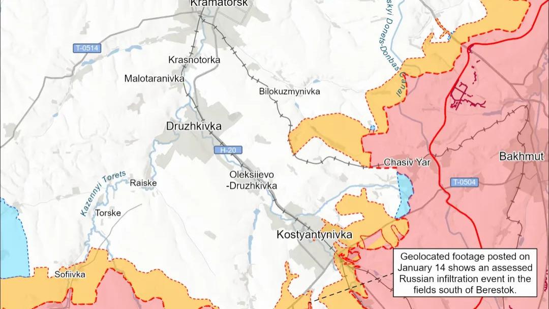 美国战争研究所最新消息，俄军主攻康斯坦丁诺夫卡南部，部分乌军遭包围