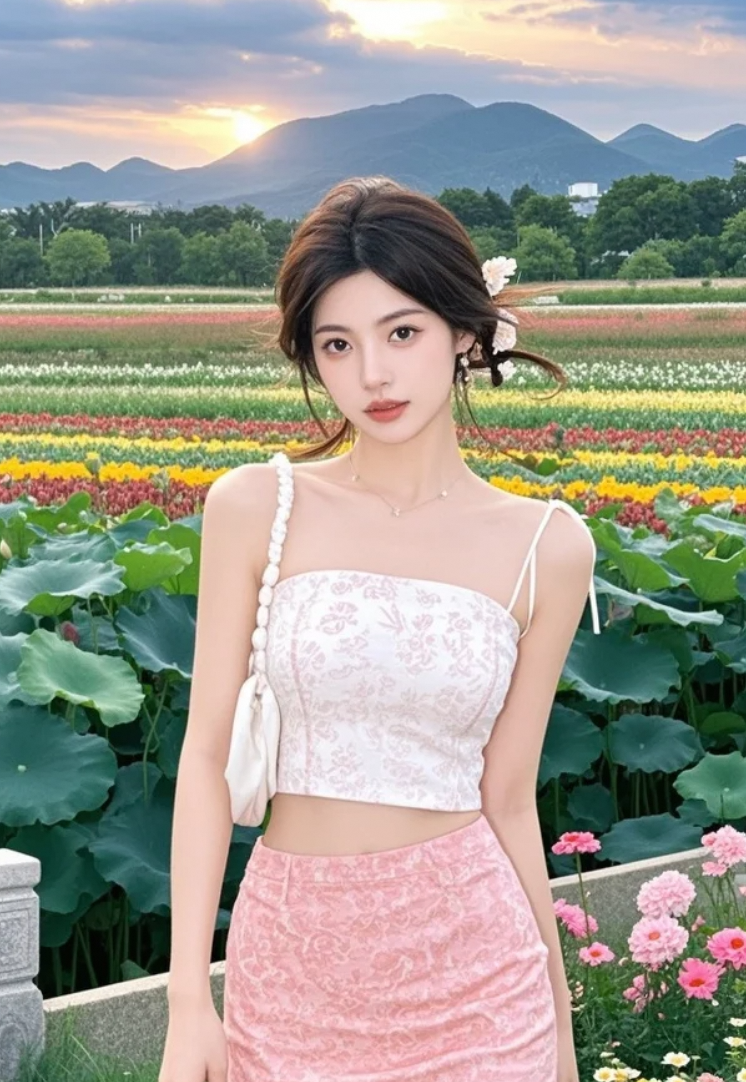 当美女遇上荷花，美得让人心动