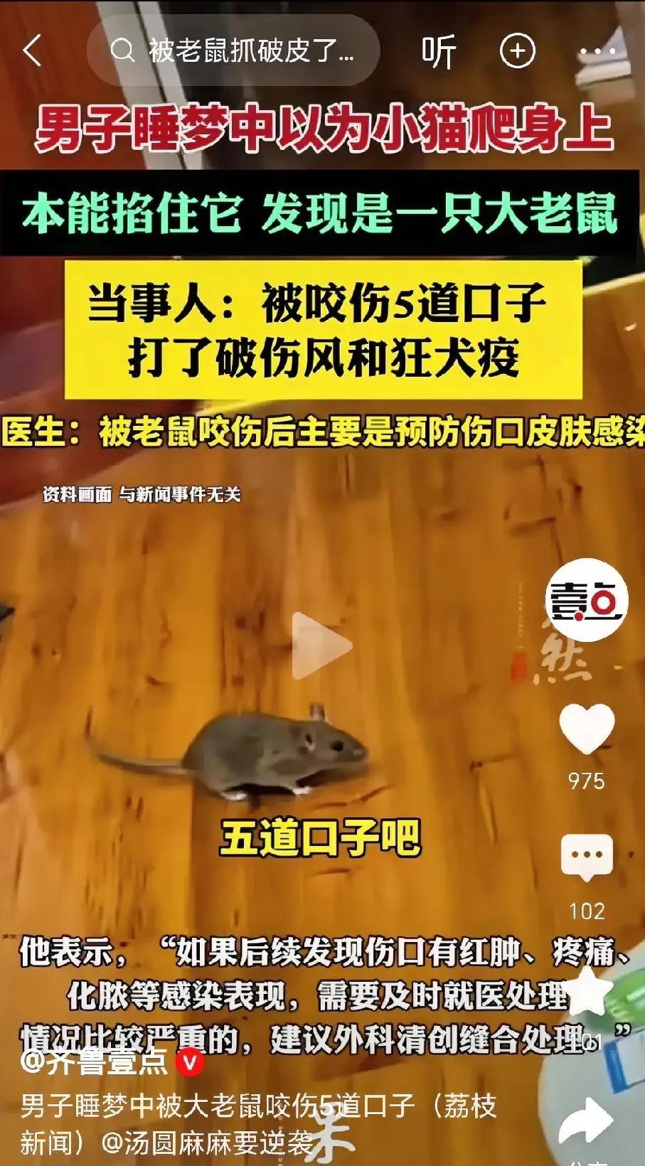 太吓人了！江苏无锡，男子在睡梦中，听到床头有东西爬过，以为是小猫，本能掐住它，不
