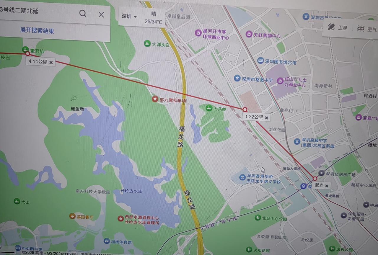 深圳地铁36号线自制规划图
线路名称：深圳地铁36号线
起止点：深圳北站-塘下涌