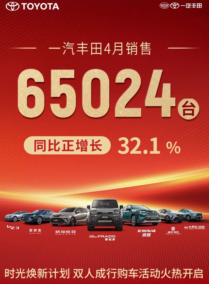 
一汽丰田确实已经够努力了，但有时候再努力，也无法阻止别人比你更厉害。
根据丰田