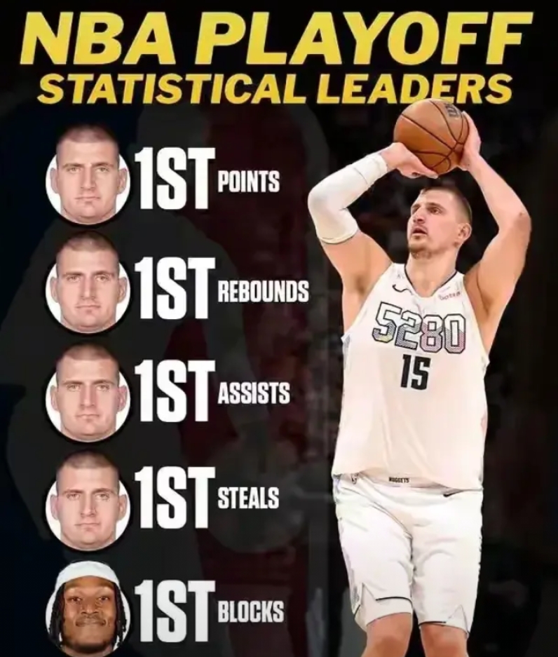 约基奇才是本赛季当之无愧的MVP！！！季后赛第二轮结束，季后赛五项数据约基奇四项