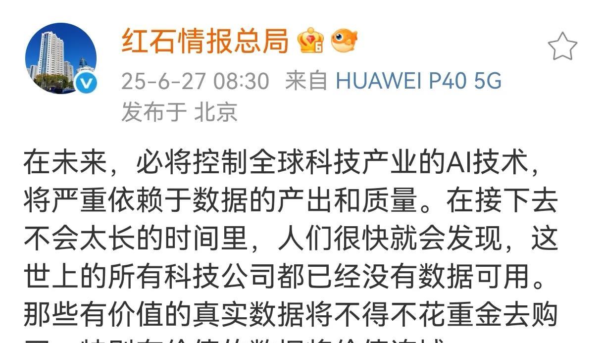 我同意红石情报总局这个结论，AI数据依托我们输入数据的准确性和可靠性。就好比十几