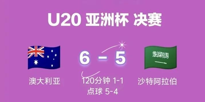 点球大战：澳大利亚6-5沙特夺得U20亚洲杯首冠
北京时间3月1日19点30分，