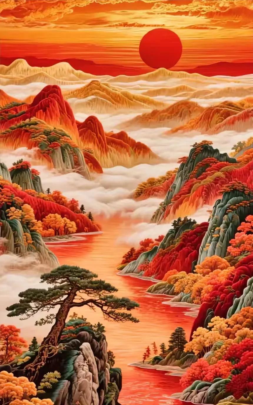 旭日东升！鸿运当头！