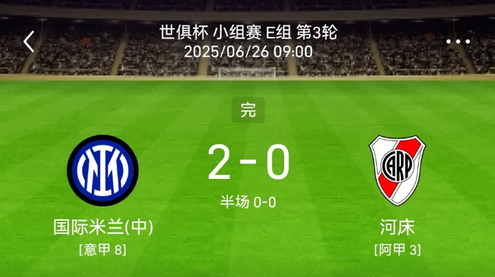 随着国米2：0完胜河床，昨天还在笑话博卡的河床球迷也闭上了嘴！

至此，世俱杯令