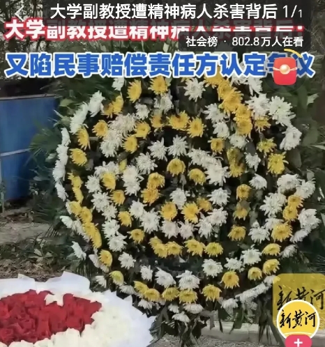 2021年11月，中南财经政法大学副教授王某平，在湖北大学校属小区，被精神病患者