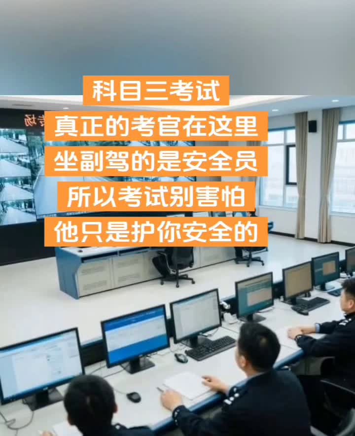 科目三考试真正的考官在这里，坐副驾的是安全员，所以考试别害怕，他只是护你安全的。