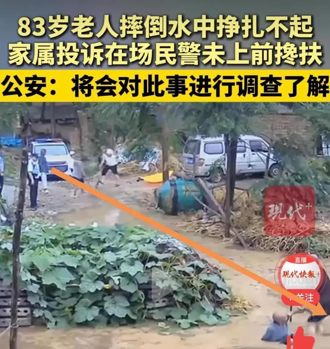 大意了，不知道有监控。八旬老人摔倒在没过膝盖的水里，扶还是不扶，真的很纠结。渡进