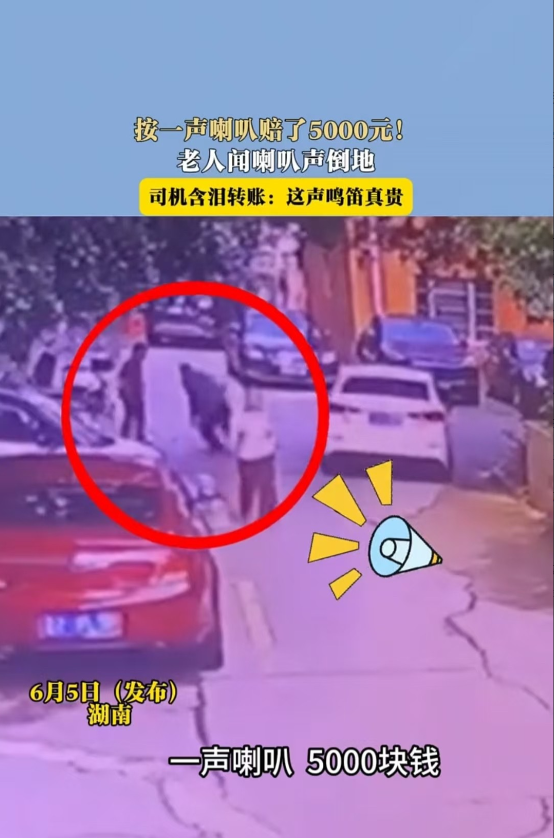 一声喇叭，5000元没了！湖南，一男子开车经过老城区窄路，本想慢慢绕过推轮椅的大