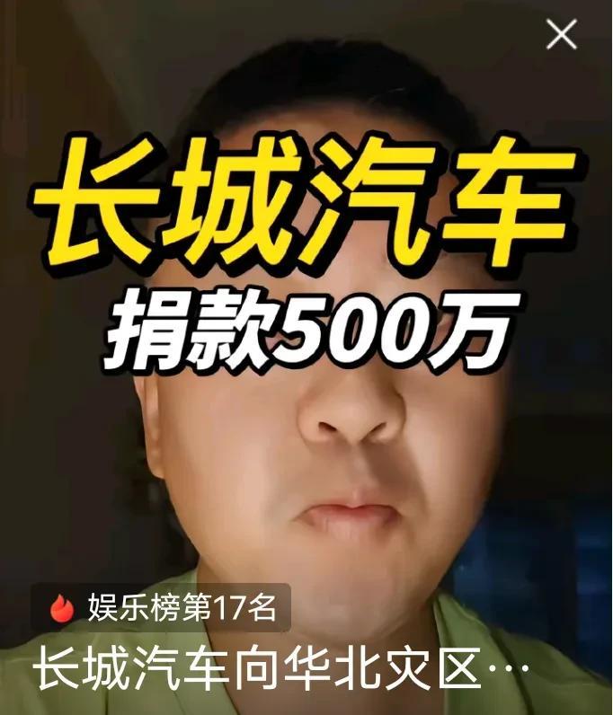 长城汽车值得尊敬，绝对不是只说不练的主，它已经带了一个很好的头，那就是向华北灾区