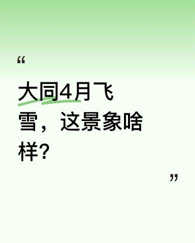 黄河电视台带你一探究竟。网友说“一夜西北风，晨起雪纷飞”，大同迎来了四月的第一场