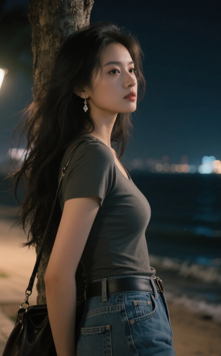 绿树下的她，像夏日清晨第一缕透光的空气