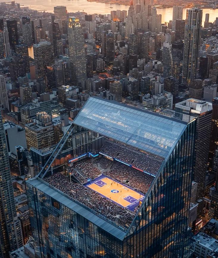 假如未来的NBA球场设计成这样子，你会为此去看一场NBA比赛吗？
该设计非常大胆