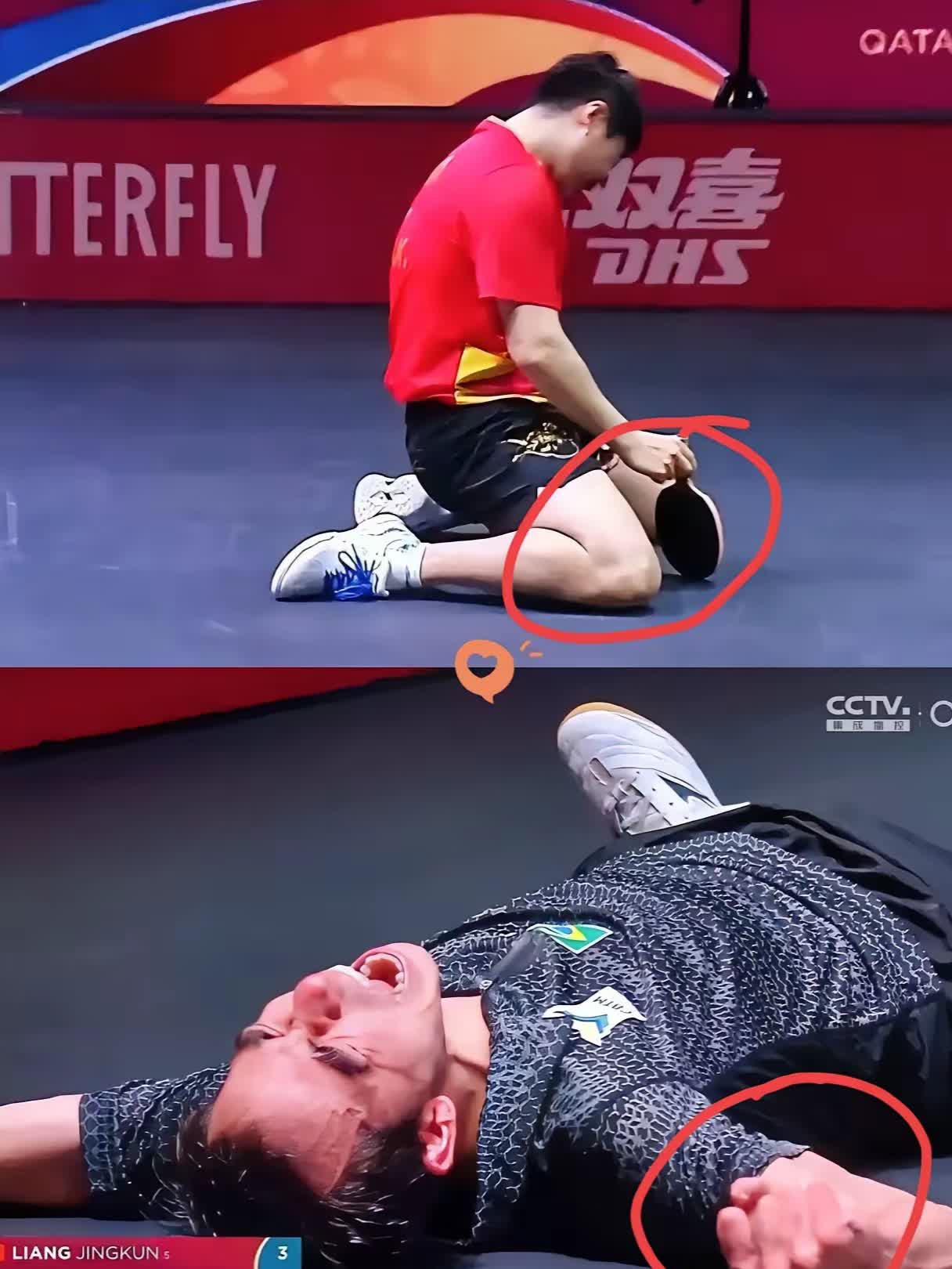 当梁靖昆跪下的那一刻
我的眼泪不由自主落了下来
不是因为他打得不好，而是
