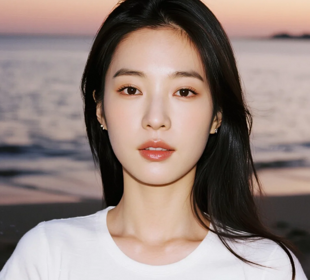 柔和的光线中，她是海边的明珠