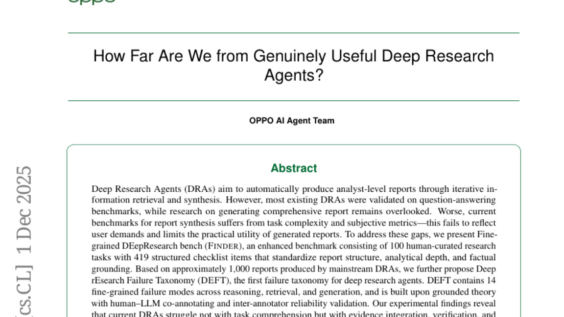 OPPO AI团队首创深度研究智能体失效诊断体系