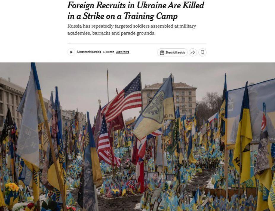 闹大了，俄罗斯轰炸乌克兰新兵营，又炸死了不少国家的新兵！
根据纽约时报的报道，俄
