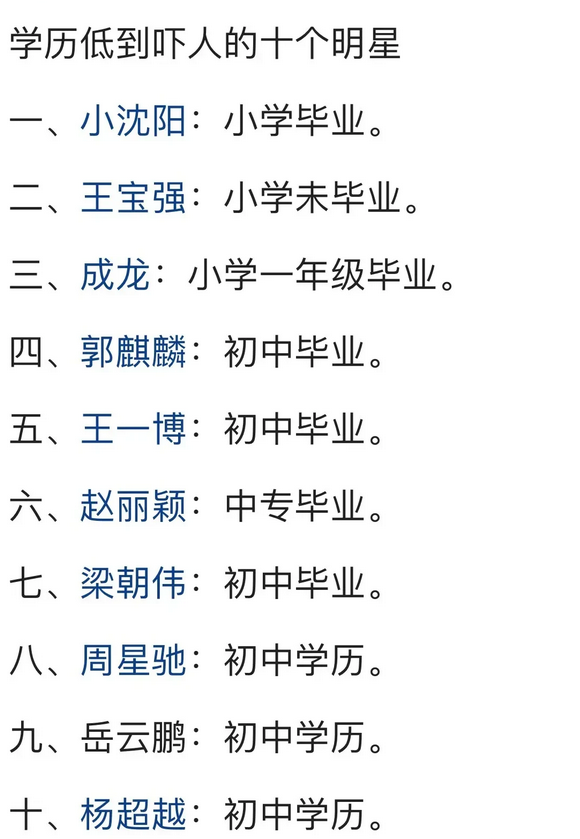 低学历明星逆袭，后天努力弥补差距