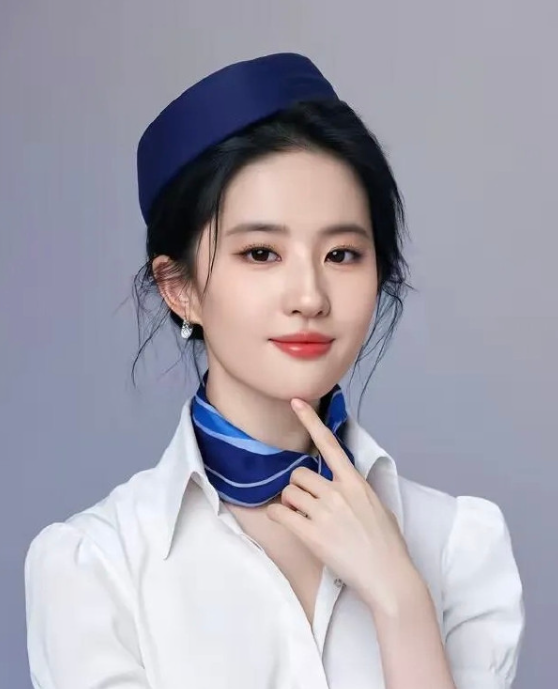 刘亦菲的ai空姐制服图，还是很不错的！
