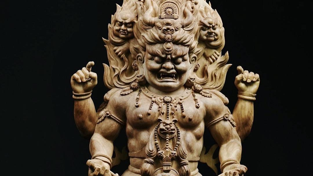 力与美的文化交融，缅甸柚木，大黑天