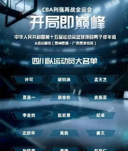 四川男篮全运会大名单出炉，目标冠军！  这支志在夺金的队伍，阵容中汇聚了来自不同