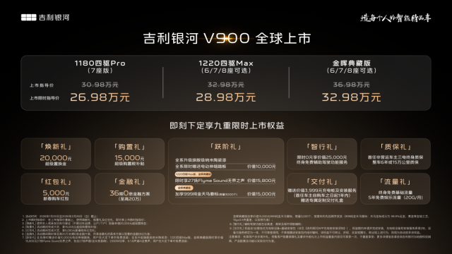 吉利银河V900上市限时指导价26.98万元起