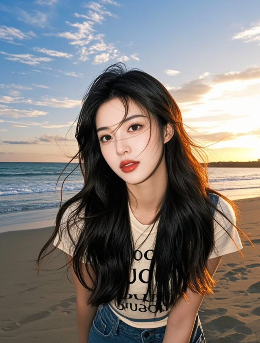 她的长发在肩头弹跳如活泼的琴弦