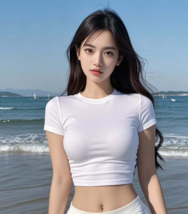 海浪为琴美人舞，碧海蓝天共一曲