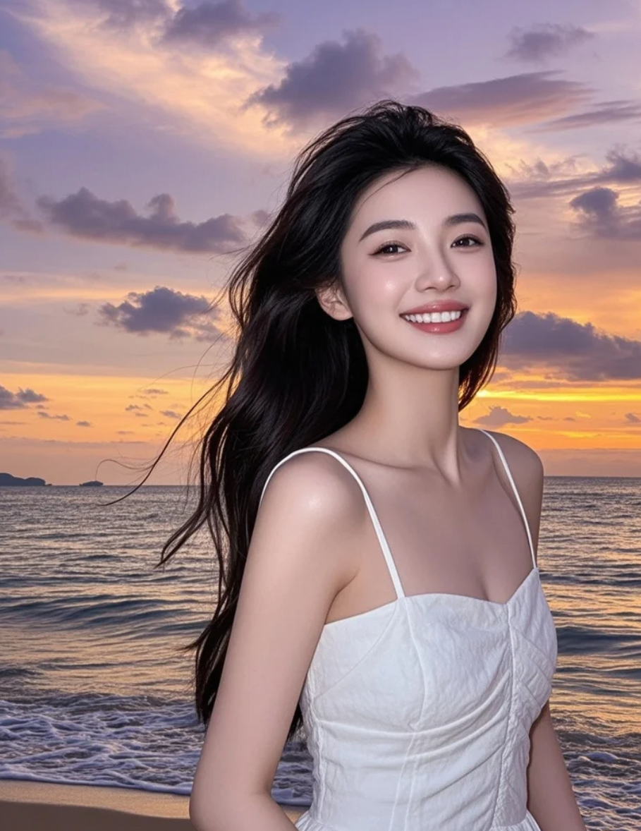 她走向海平线，背影是句号，也是省略号