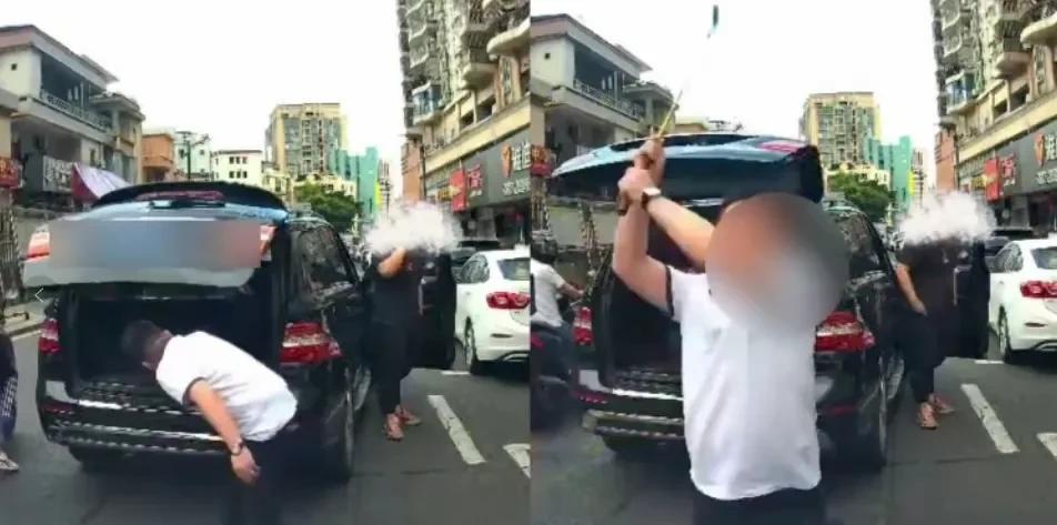 路怒症真要不得，人狂天收！东莞奔驰柱子哥以为有几个钱就可以摆平一切，拿着棒球杆就
