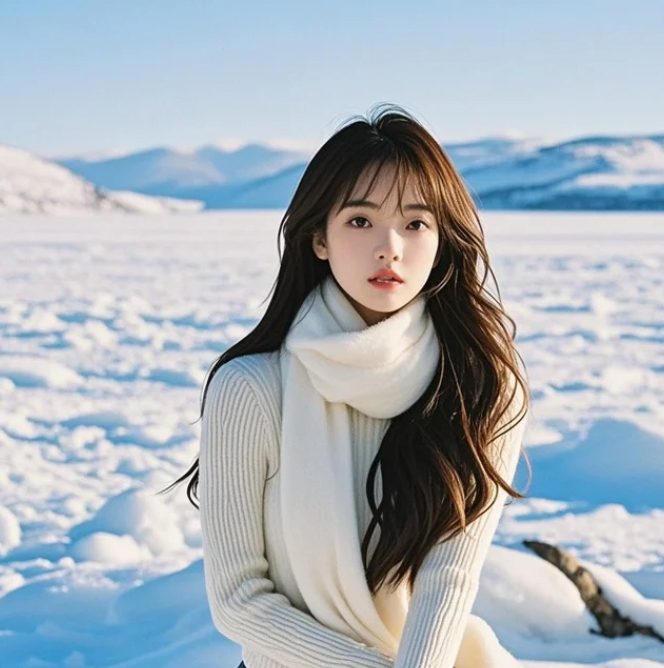 雪地ootd｜高领毛衣+围巾的显瘦心机，凹凸有致才是冬日王道