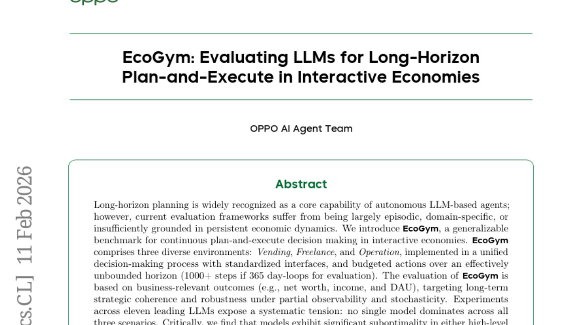 OPPO AI团队EcoGym：虚拟经济平台考验AI商业能力