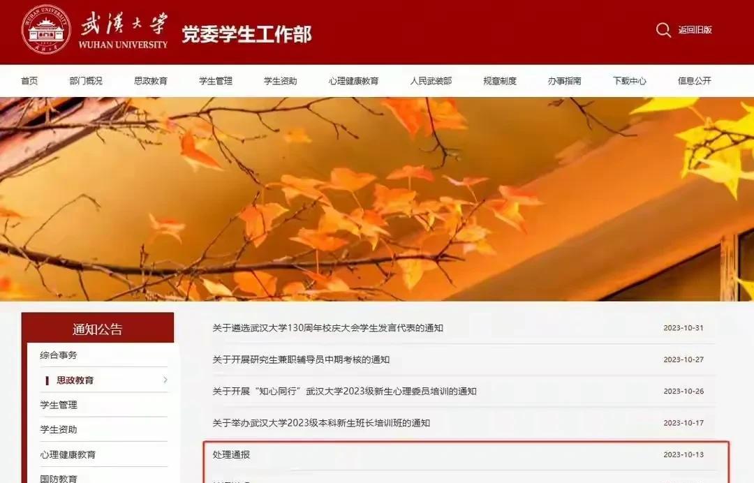 刚才看到凤凰网官方微博说武汉大学把肖同学处分设置成内部可见，这是什么操作，一个舆