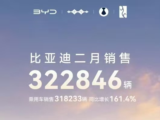 【2025年2月份部分车企销量数据： 比亚迪、吉利、奇瑞位居前三】