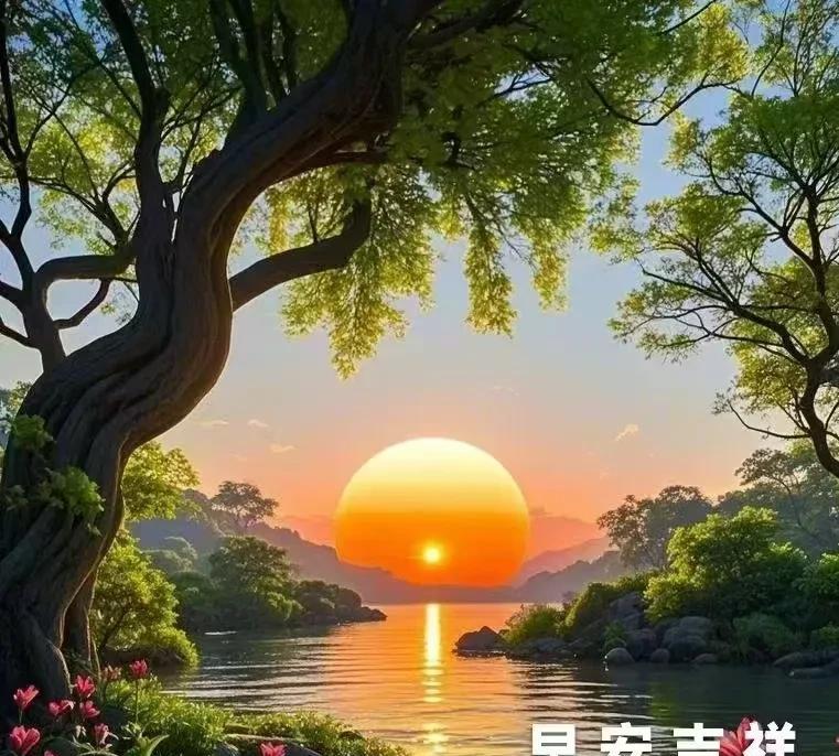 #上联：山间水流添画意，请你对下联#人间美景有诗情。