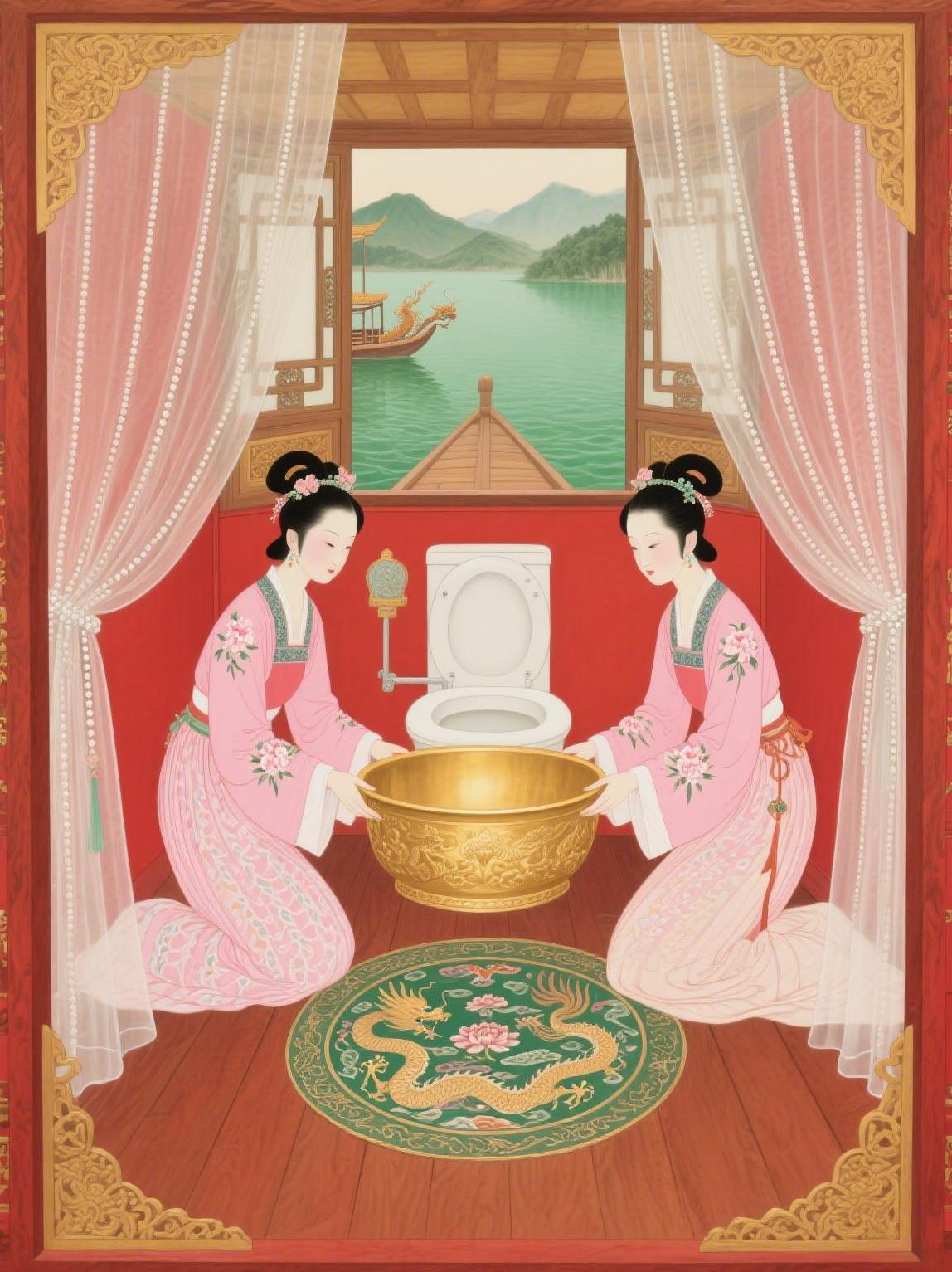 现代房车厕所够豪华，古代龙舟 “移动厕所” 更夸张：宫女端金盆伺候，如厕比上朝还