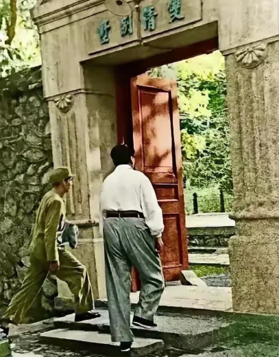 1949年，毛主席在双清别墅的一张照片，背影十分伟岸！

1949 年，一张别具