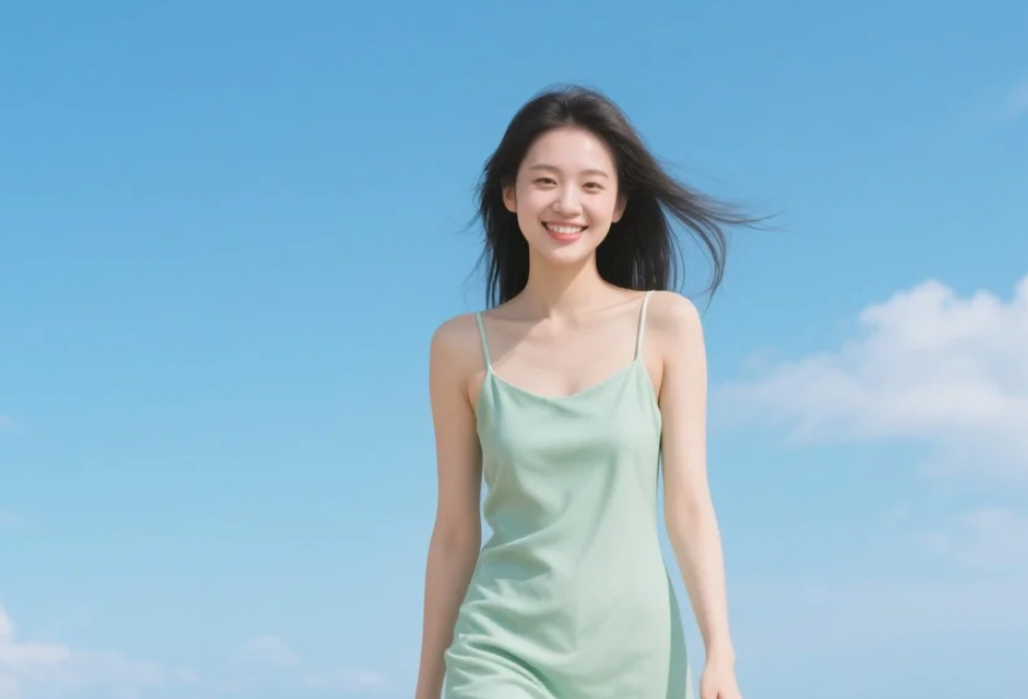 这条连衣裙让我感觉自己像是从梦中醒来，而这片海滩就是我的避风港。