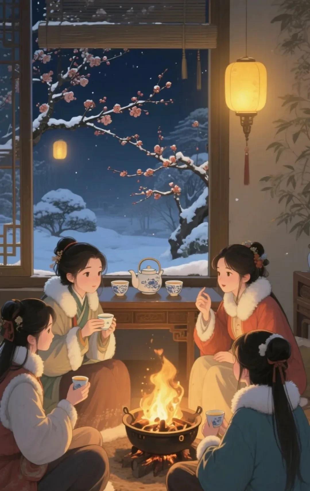 #上联：扫雪煎茶，梅影半窗明梦境；暖阳邀对# 
上联：扫雪煎茶，梅影半窗明梦境；